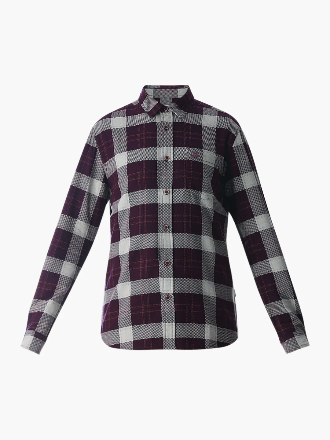 Purple Check Cotton Shirt - Image 7