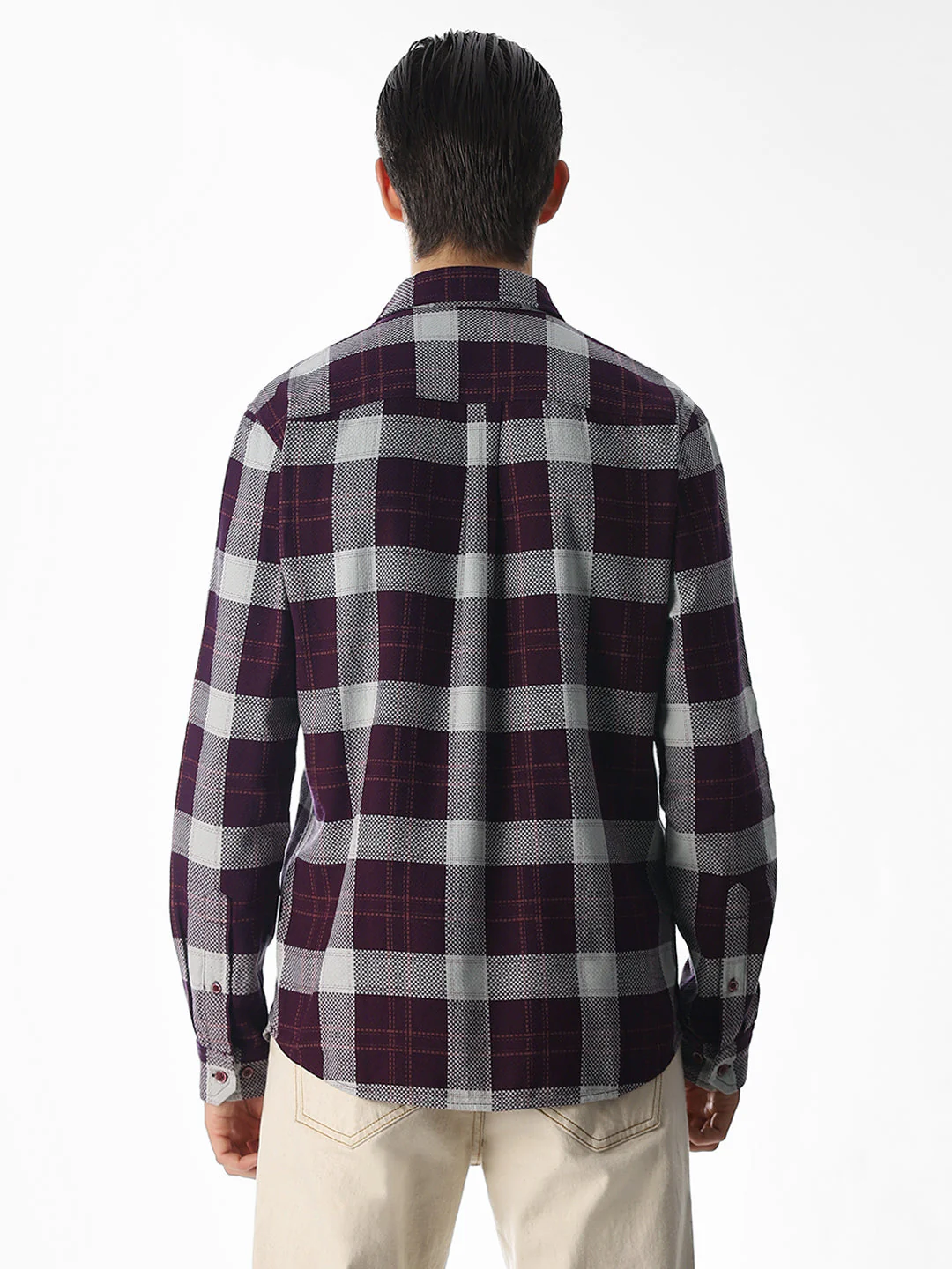Purple Check Cotton Shirt - Image 9