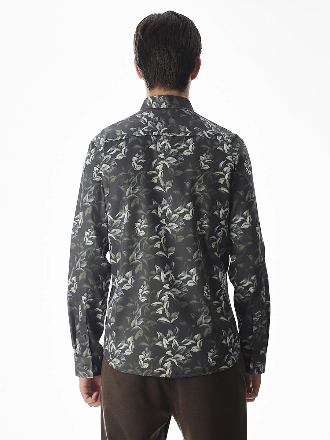 Printed Dark Green Slim Fit Shirt - Image 9