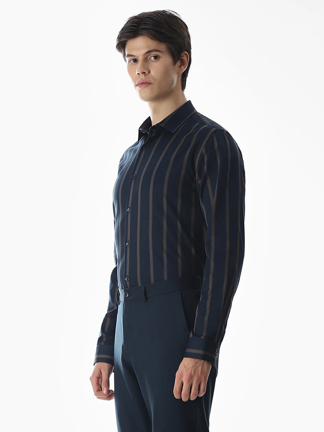 Slim Fit Striped Shirt - Dark Blue - Image 3