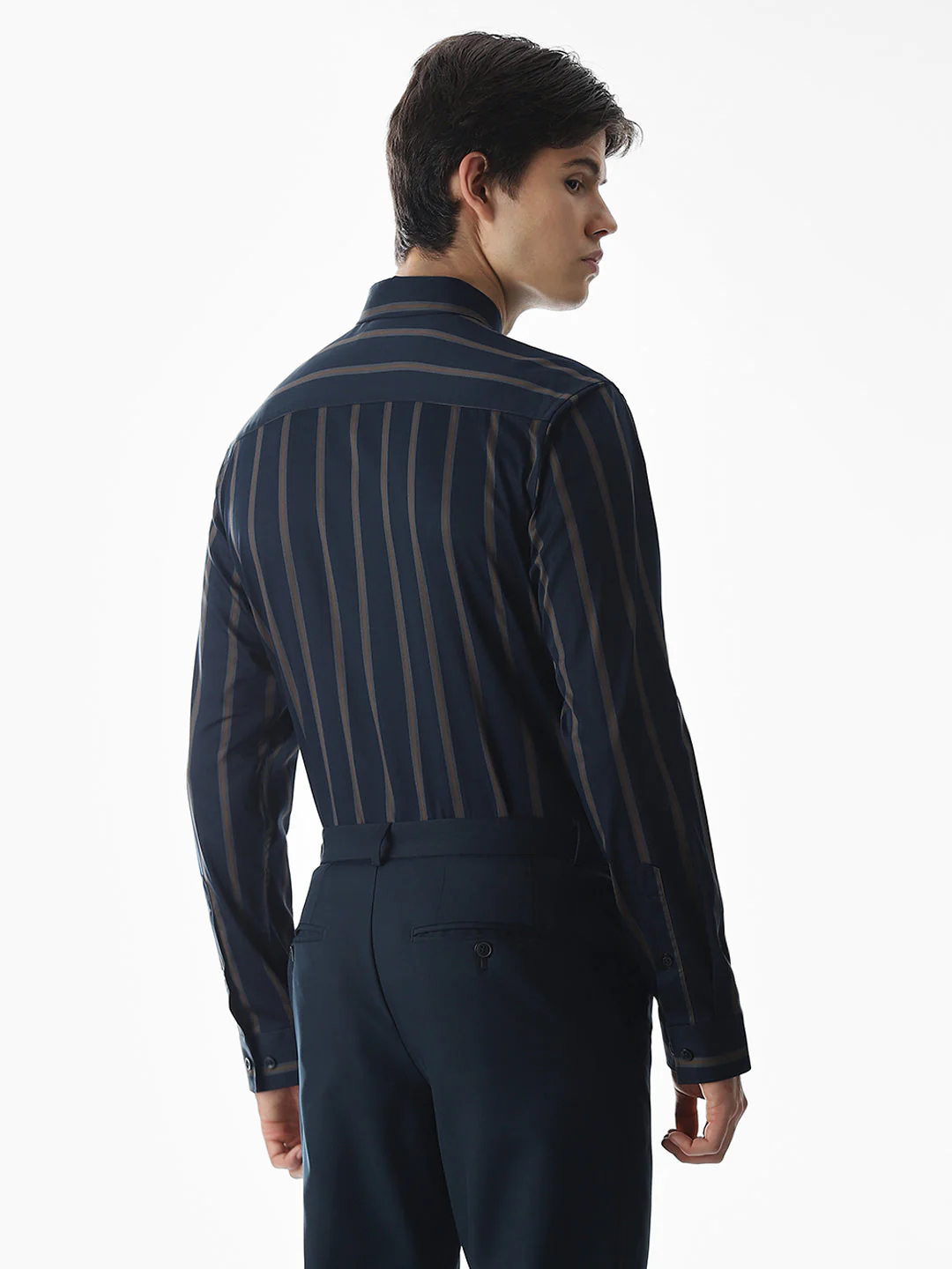 Slim Fit Striped Shirt - Dark Blue - Image 4
