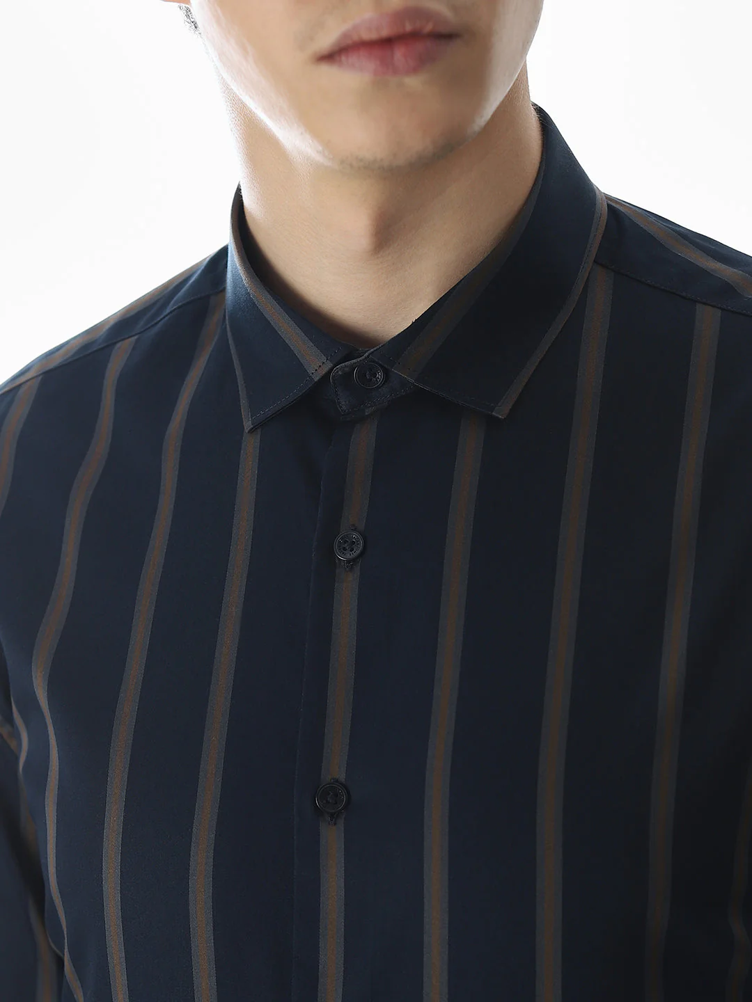 Slim Fit Striped Shirt - Dark Blue - Image 5