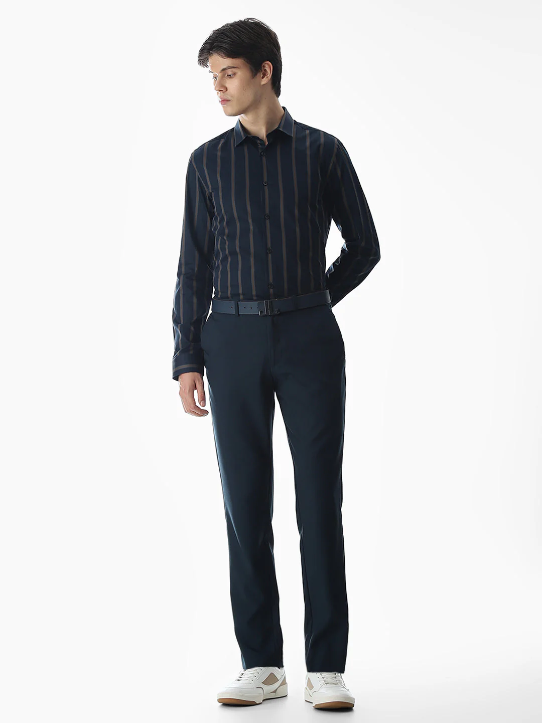 Slim Fit Striped Shirt - Dark Blue - Image 6