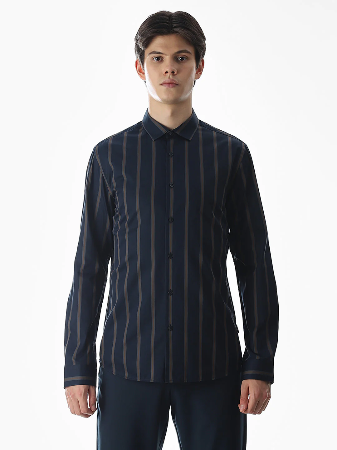 Slim Fit Striped Shirt - Dark Blue - Image 8