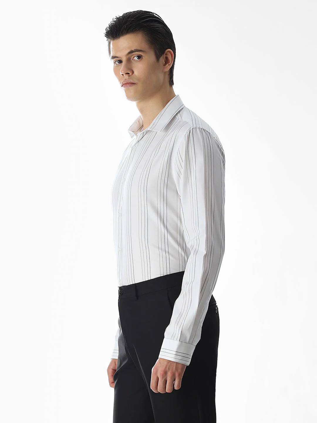 Slim Fit Striped Shirt - White - Image 3
