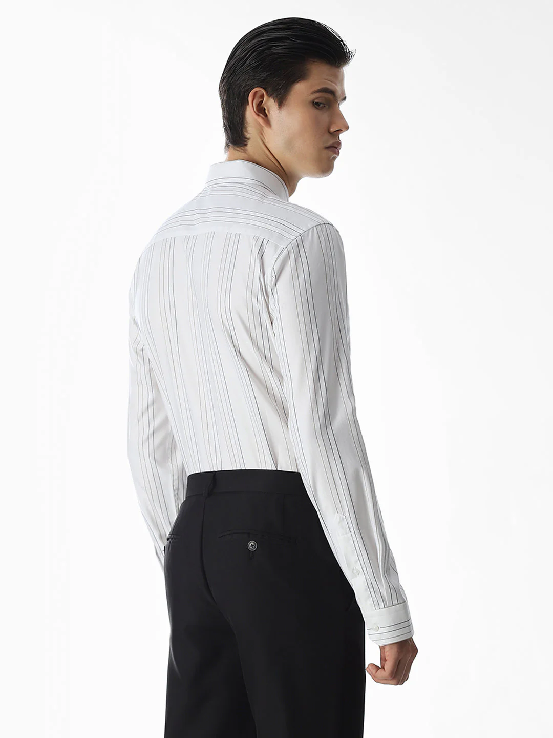 Slim Fit Striped Shirt - White - Image 4