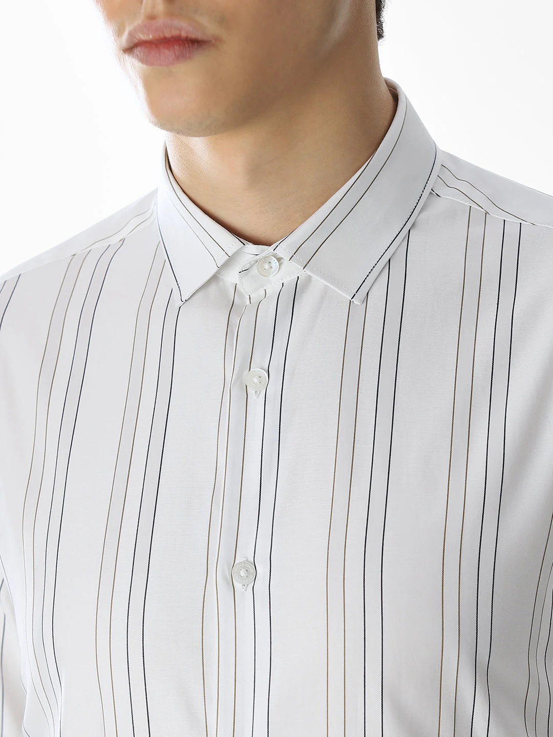 Slim Fit Striped Shirt - White - Image 5