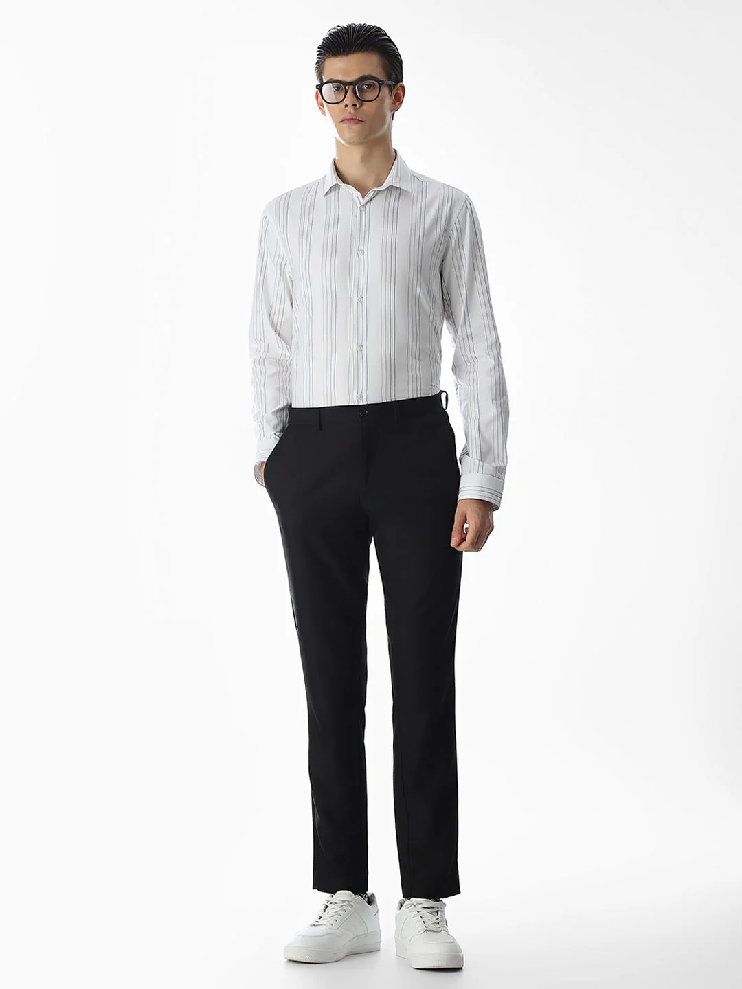 Slim Fit Striped Shirt - White - Image 6