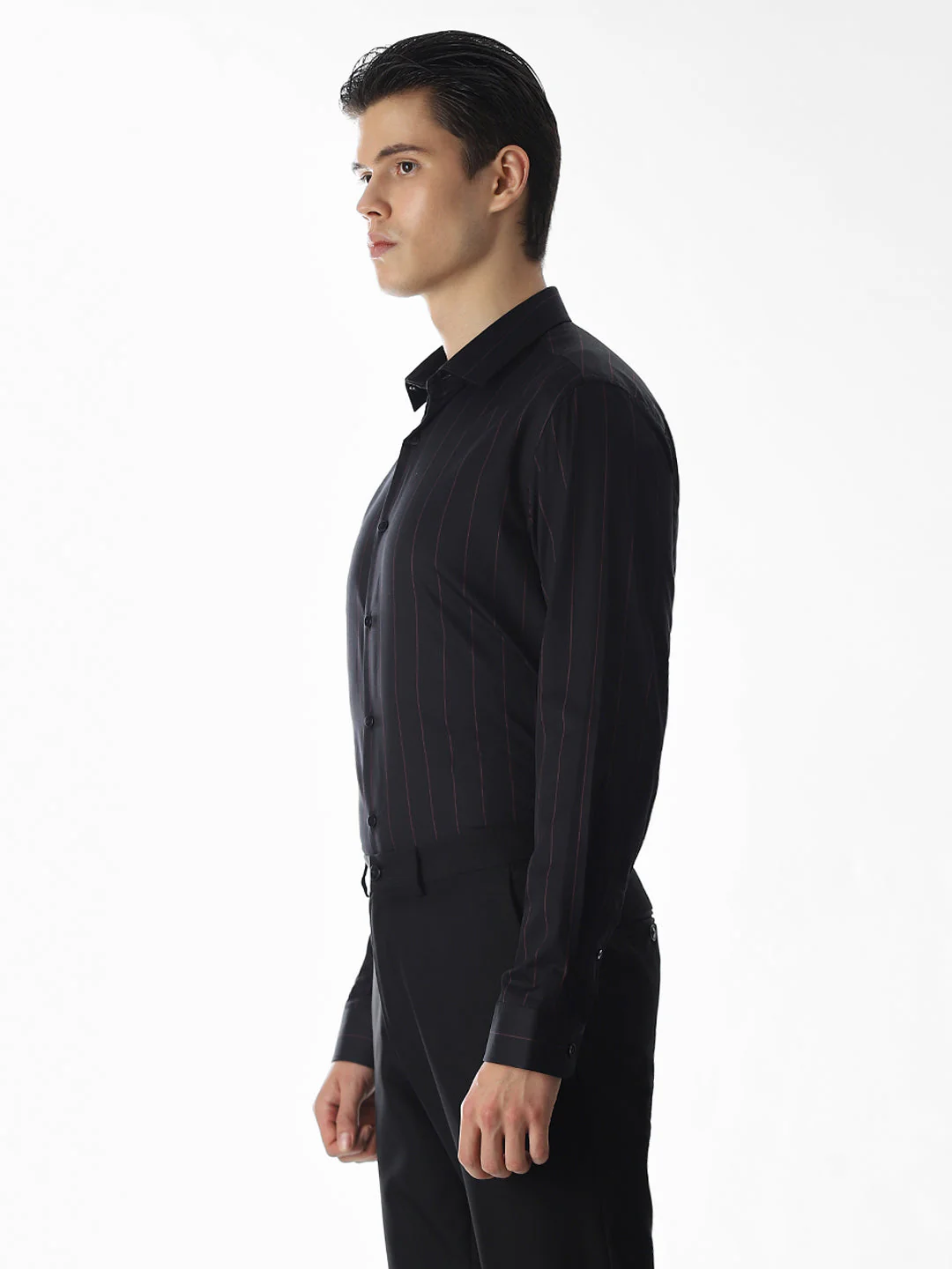 Black Striped Cotton Shirt - Image 3