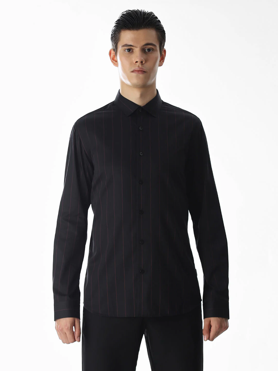 Black Striped Cotton Shirt - Image 8