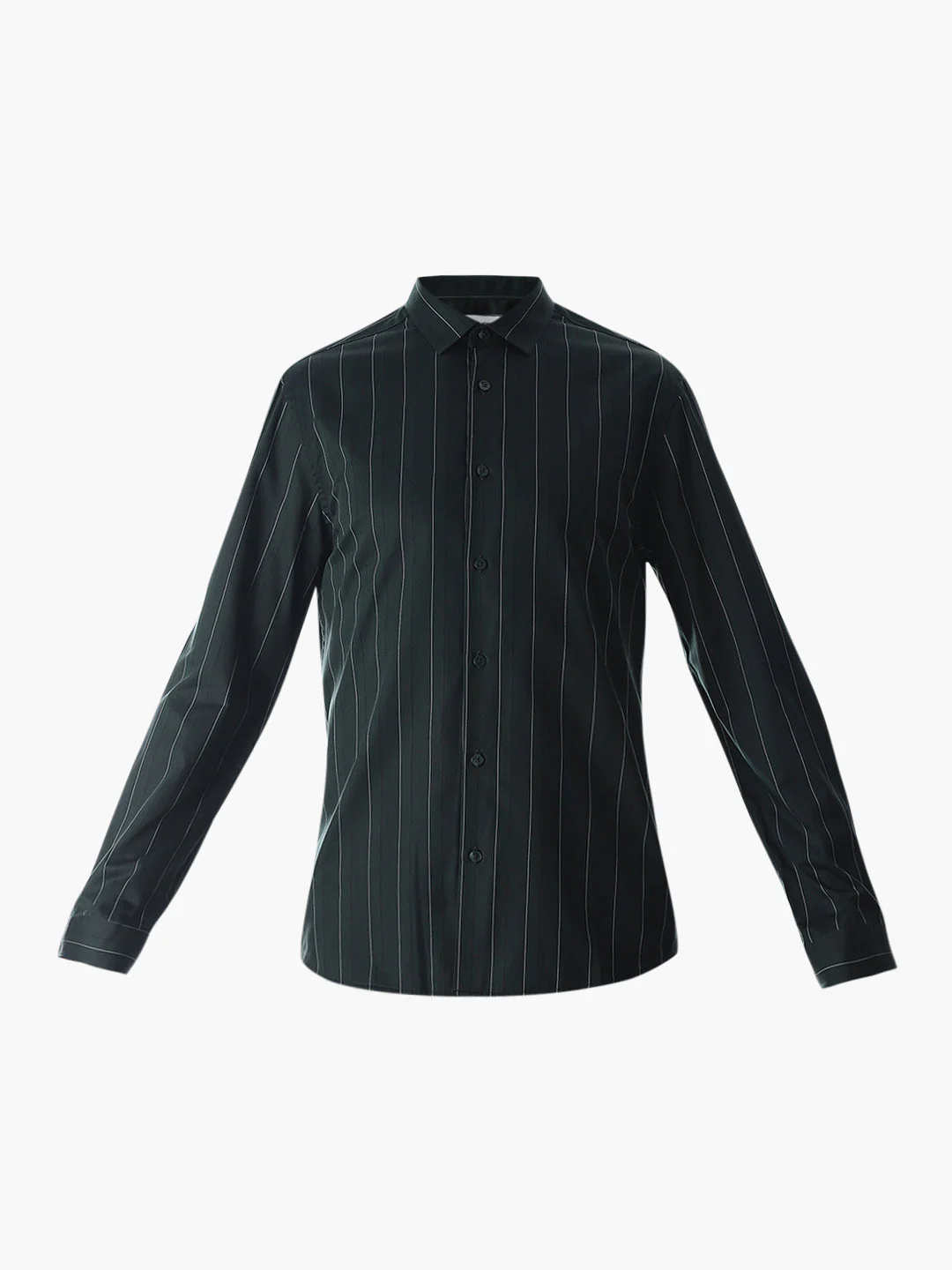 Dark Green Striped Cotton Shirt - Image 7