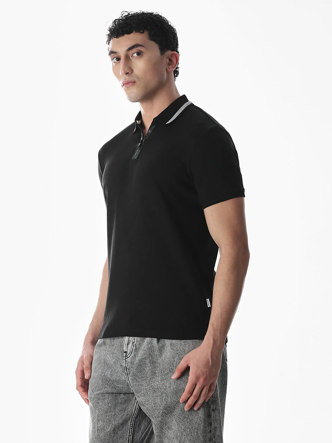 Zip Detail Cotton Polo - Image 3