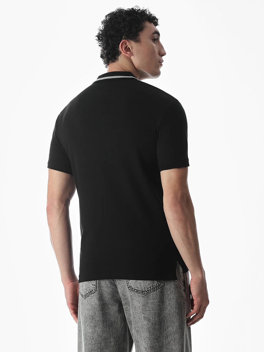 Zip Detail Cotton Polo - Image 4