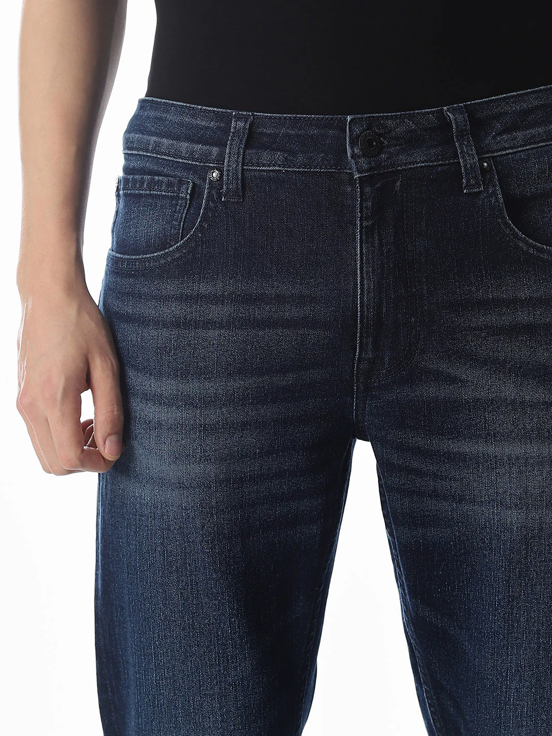 5 Pocket Glenn Slim Fit Jeans - Dark Blue - Image 4