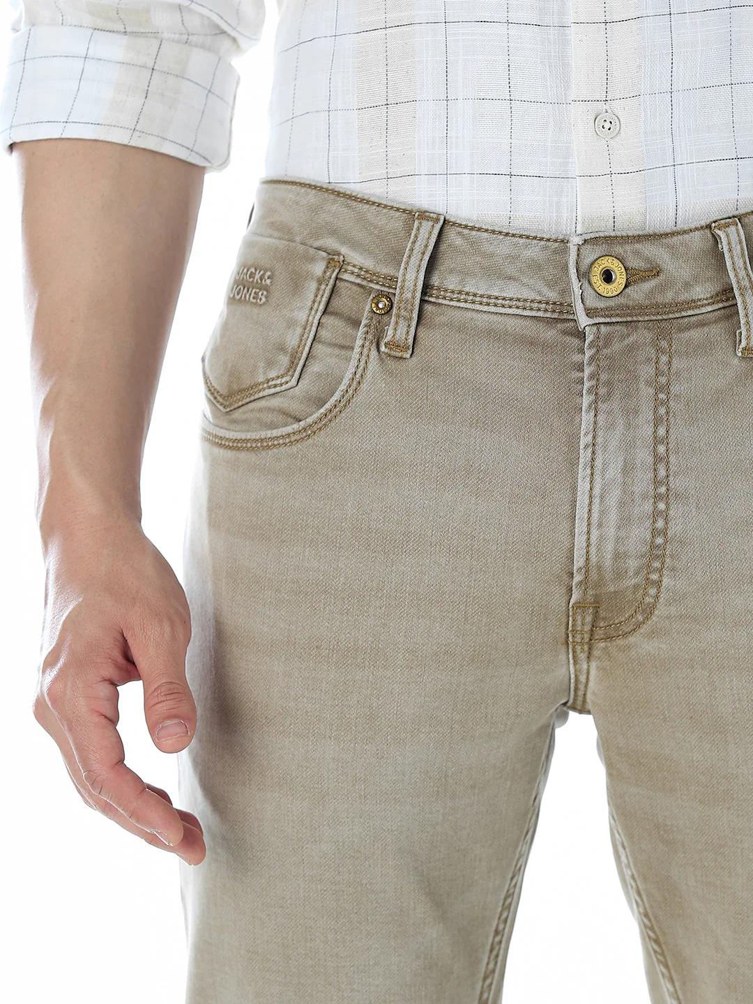 Khaki 5 Pocket Ben Skinny Jeans - Image 4