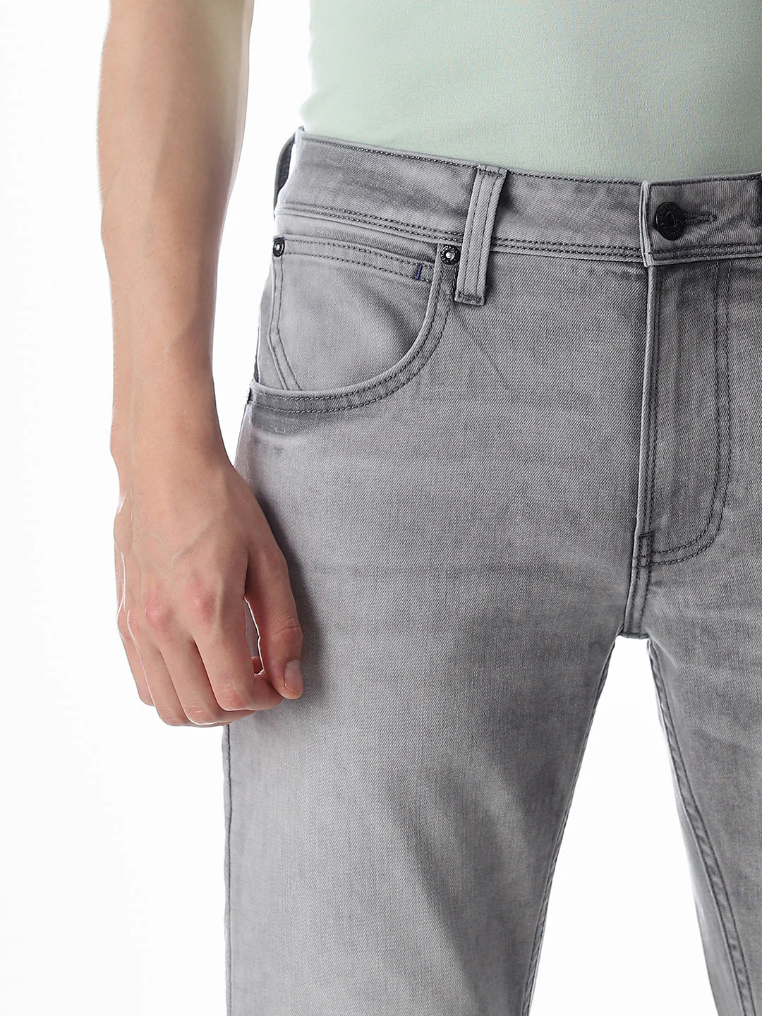 5 Pocket Ben Skinny Fit Jeans - Light Grey - Image 4