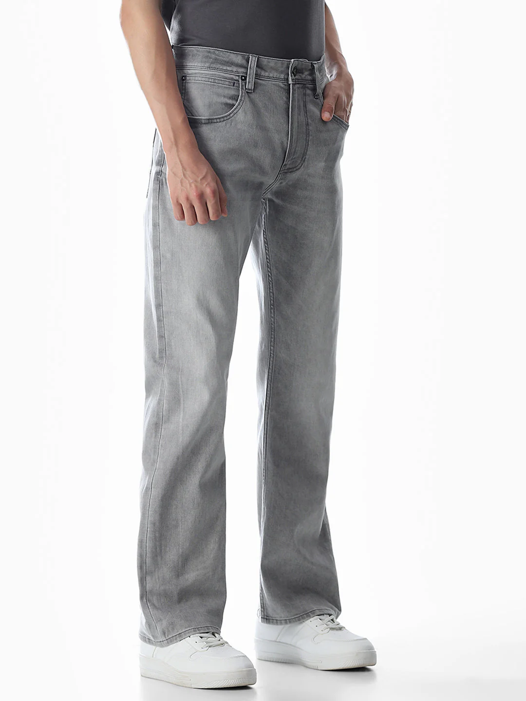 High Rise Cliff Bootcut Jeans - Light Grey - Image 2