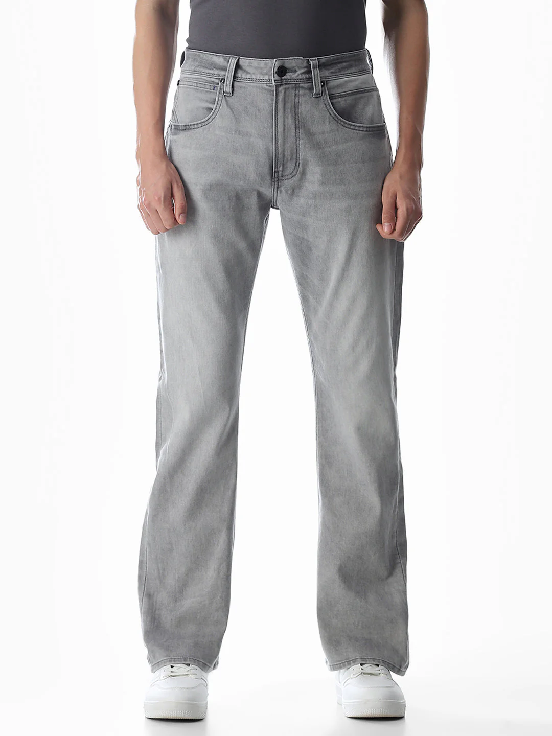 High Rise Cliff Bootcut Jeans - Light Grey - Image 8