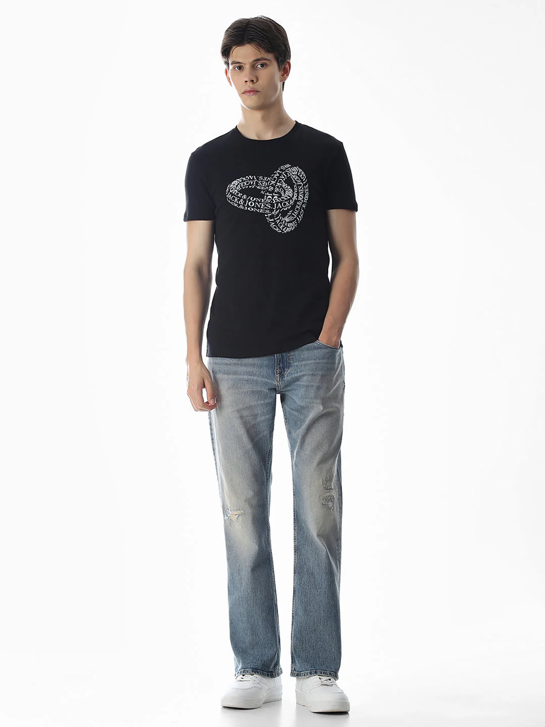 Mildly Distressed Cliff Bootcut Jeans - Image 6
