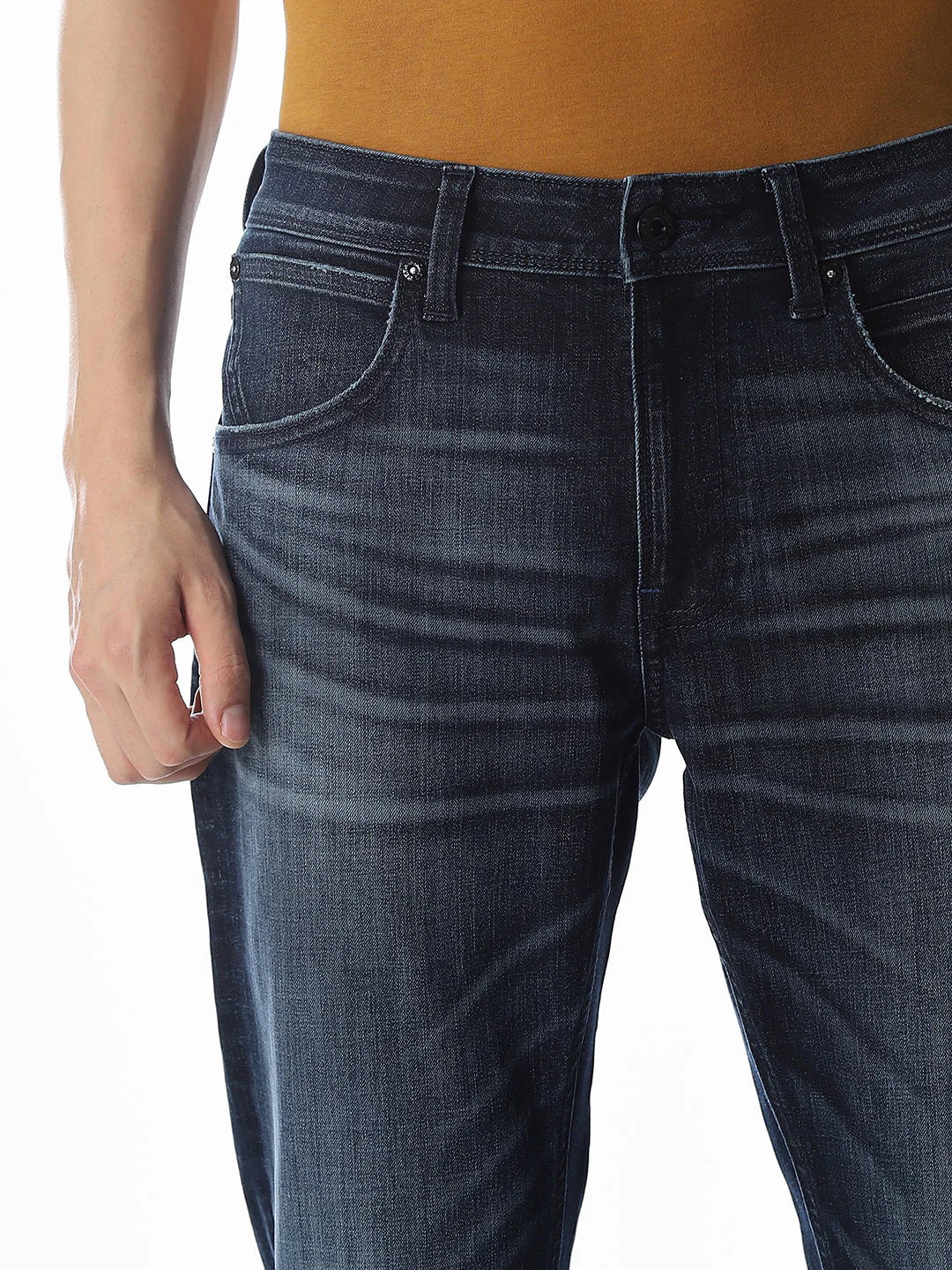 Dark Blue 5 Pocket Regular Fit Jeans - Image 4