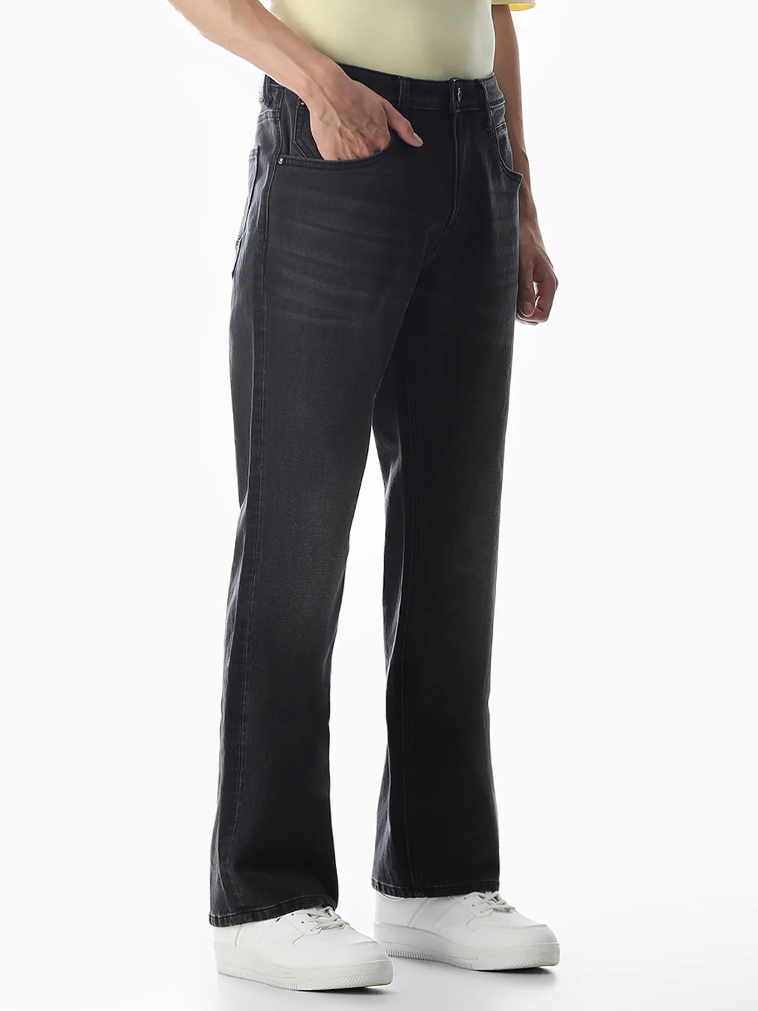 Black Mildly Washed Cliff Bootcut Jeans - Image 2