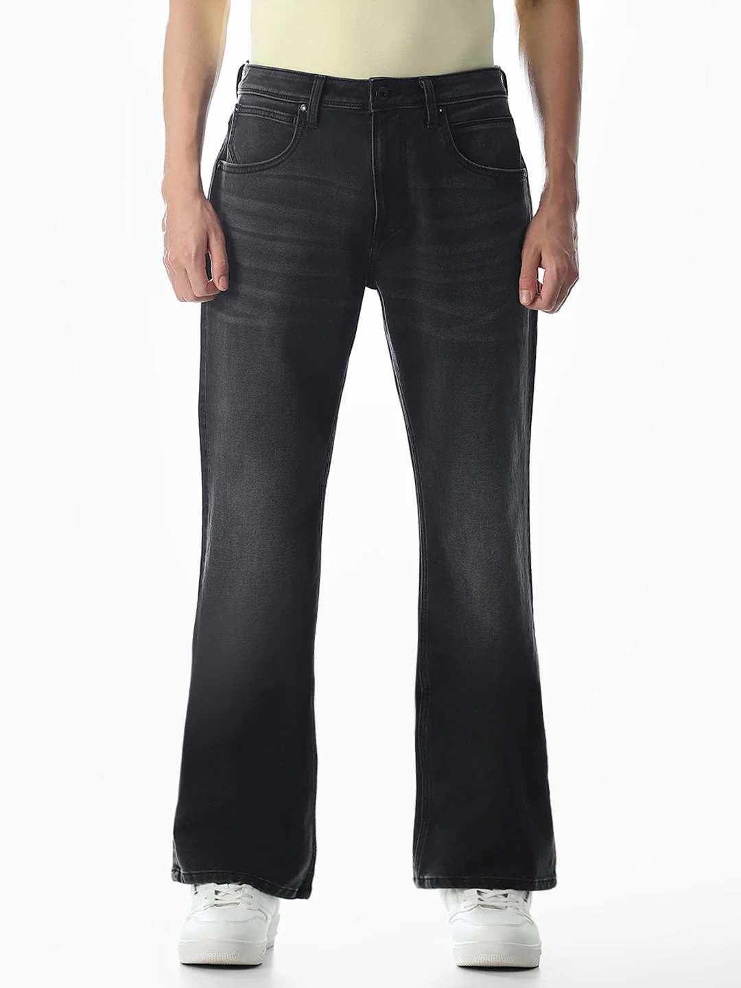 Black Mildly Washed Cliff Bootcut Jeans - Image 8