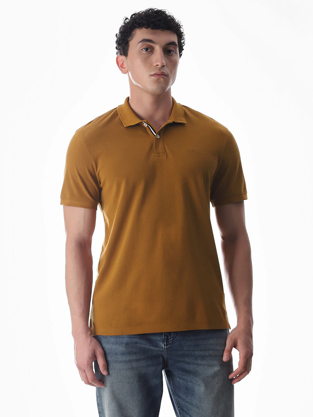 Button Placket Polo - Brown - Image 2