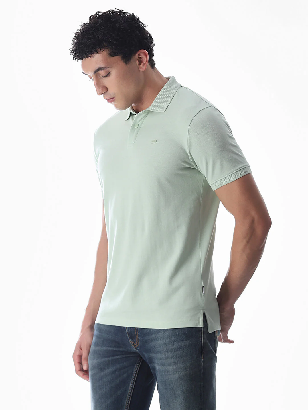 Button Placket Polo - Light Green - Image 3