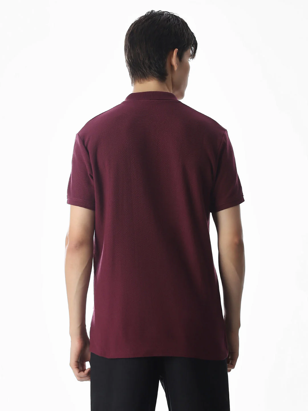 Zipper Detail Cotton Polo - Purple - Image 4