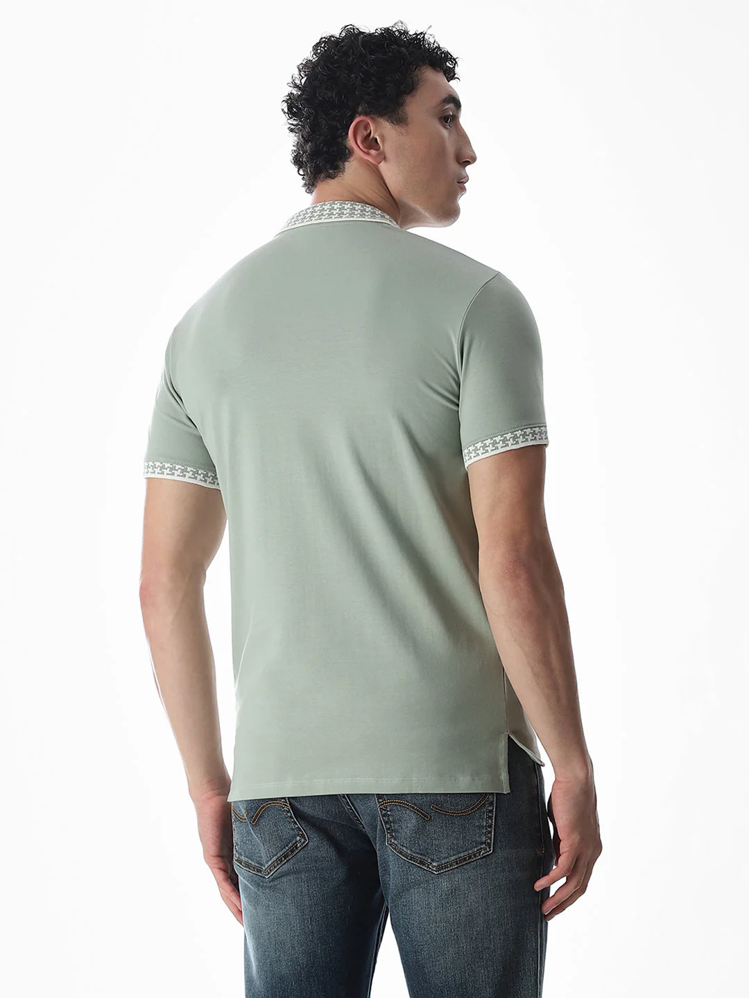 Zipper Detail Polo - Green - Image 4