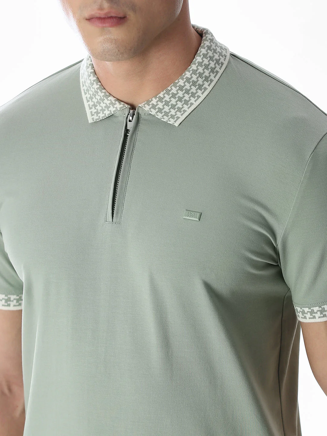 Zipper Detail Polo - Green - Image 5