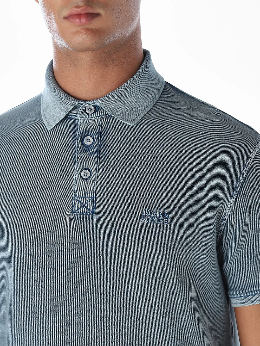 Acid Washed Cotton Polo - Blue - Image 5