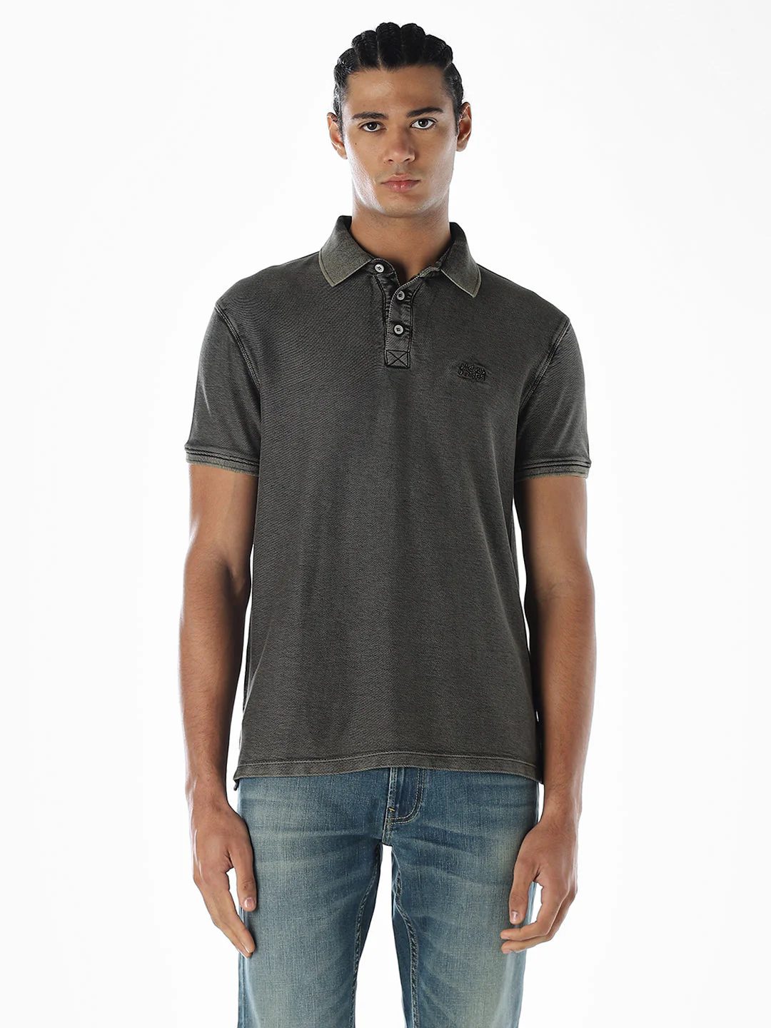 Acid Washed Cotton Polo - Black - Image 2