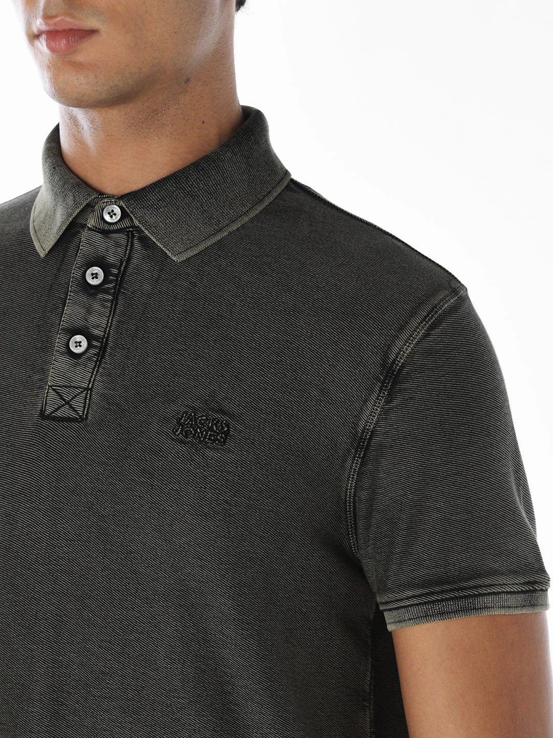Acid Washed Cotton Polo - Black - Image 5