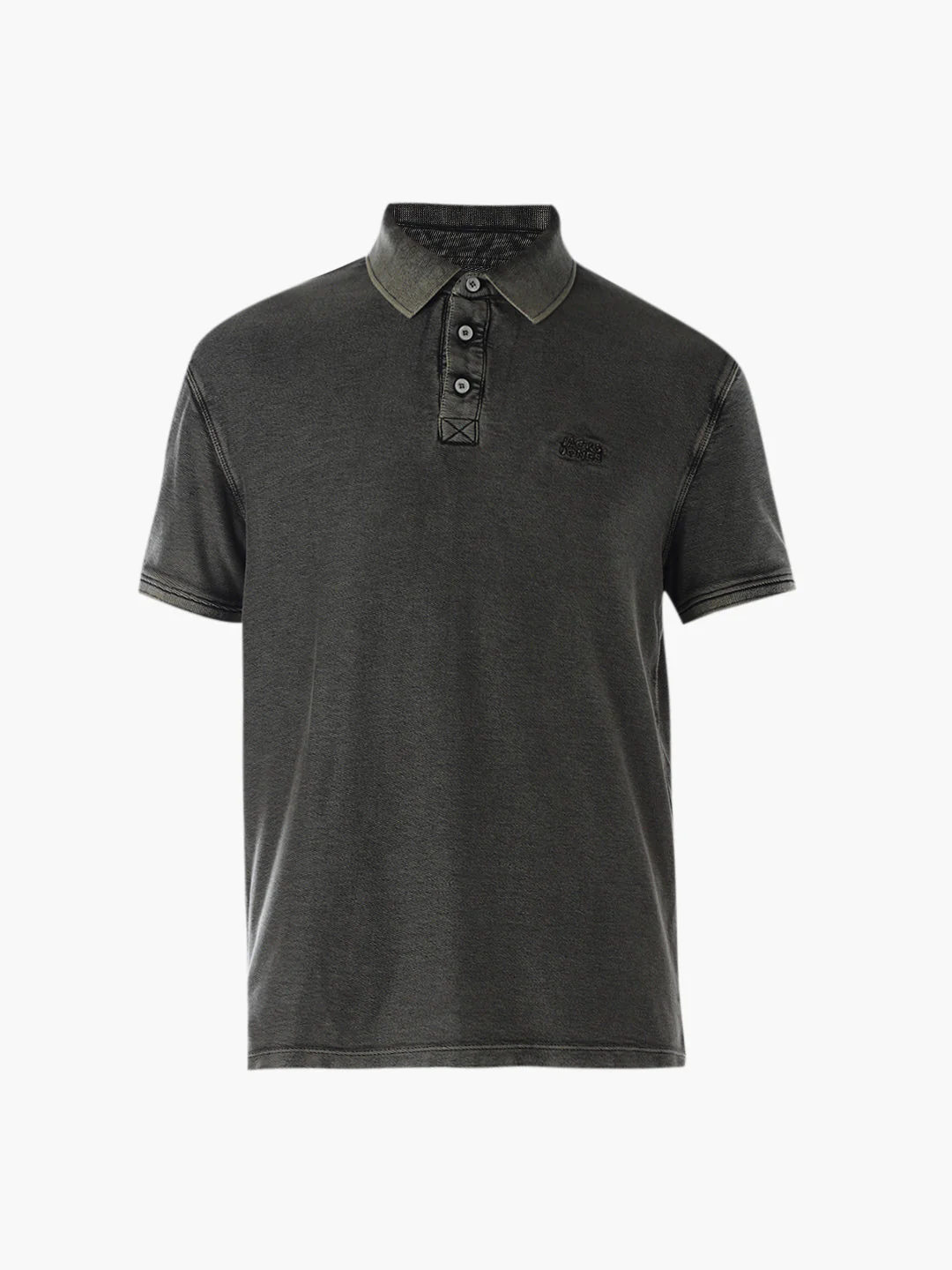 Acid Washed Cotton Polo - Black - Image 7