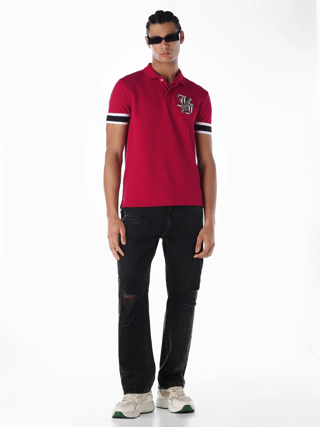 Red Printed Stretch Polo - Image 6