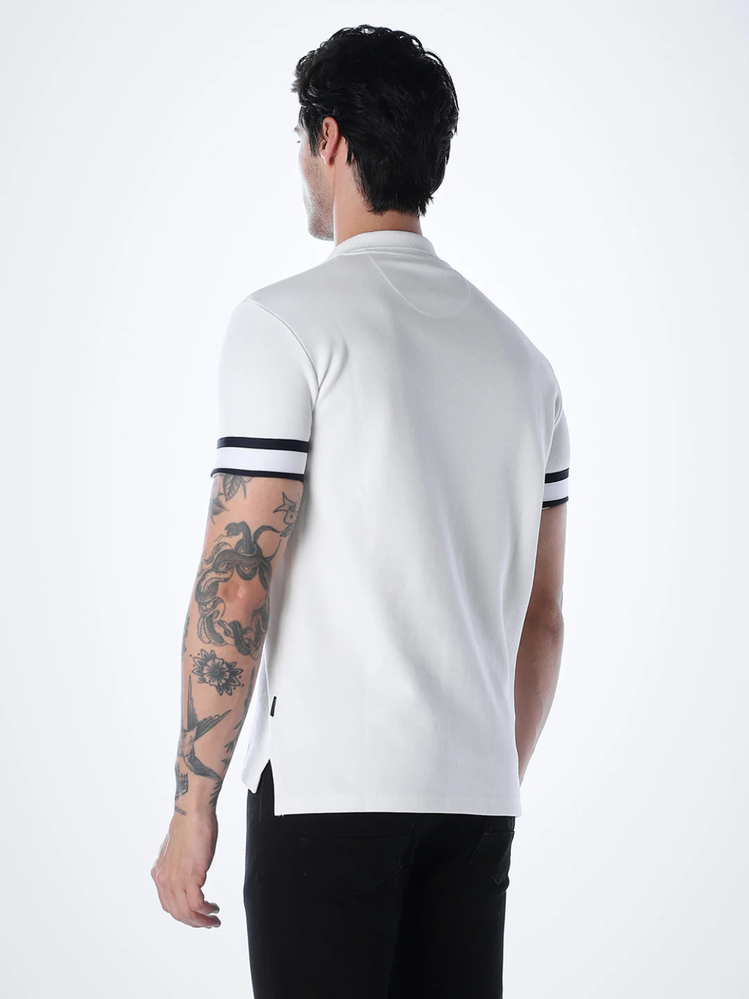 White Printed Polo - Image 4