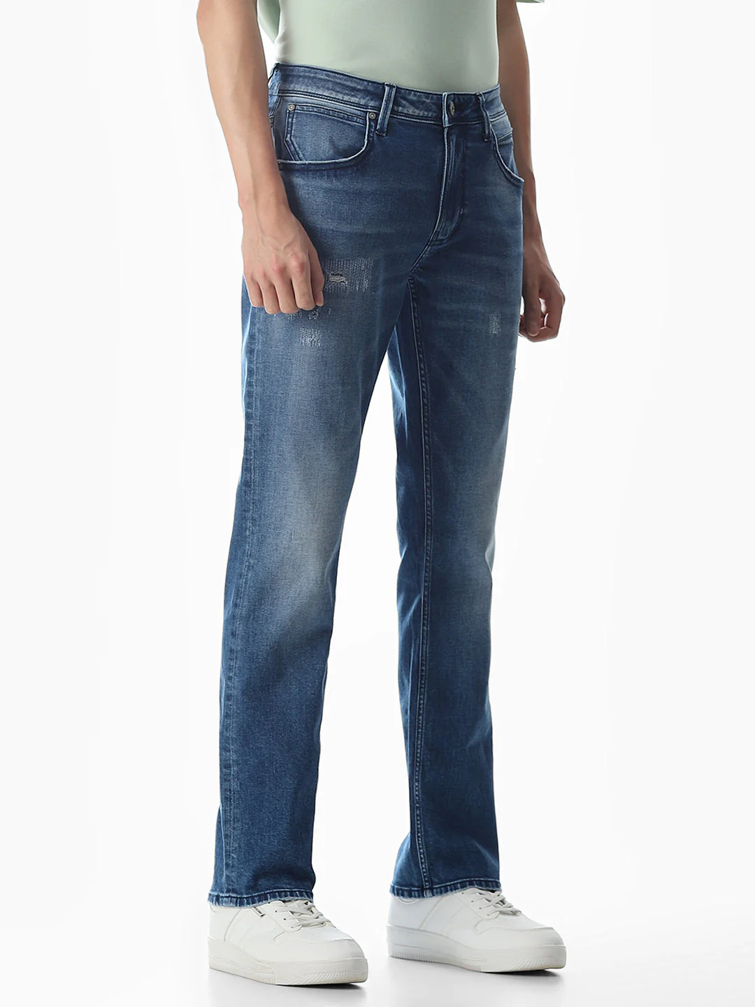 Distressed Clark Regular Fit Jeans - Medium Blue - Image 2