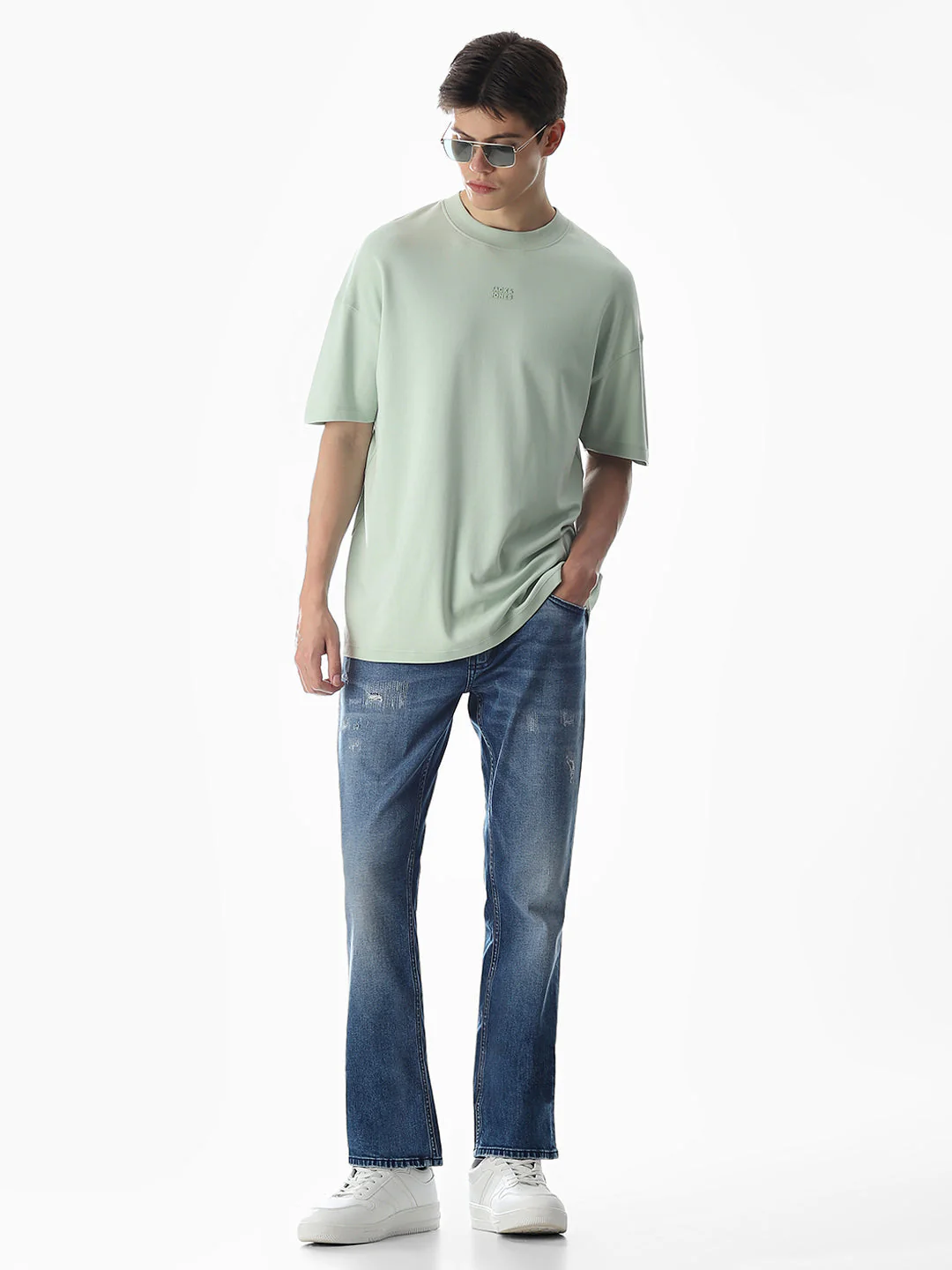 Distressed Clark Regular Fit Jeans - Medium Blue - Image 6