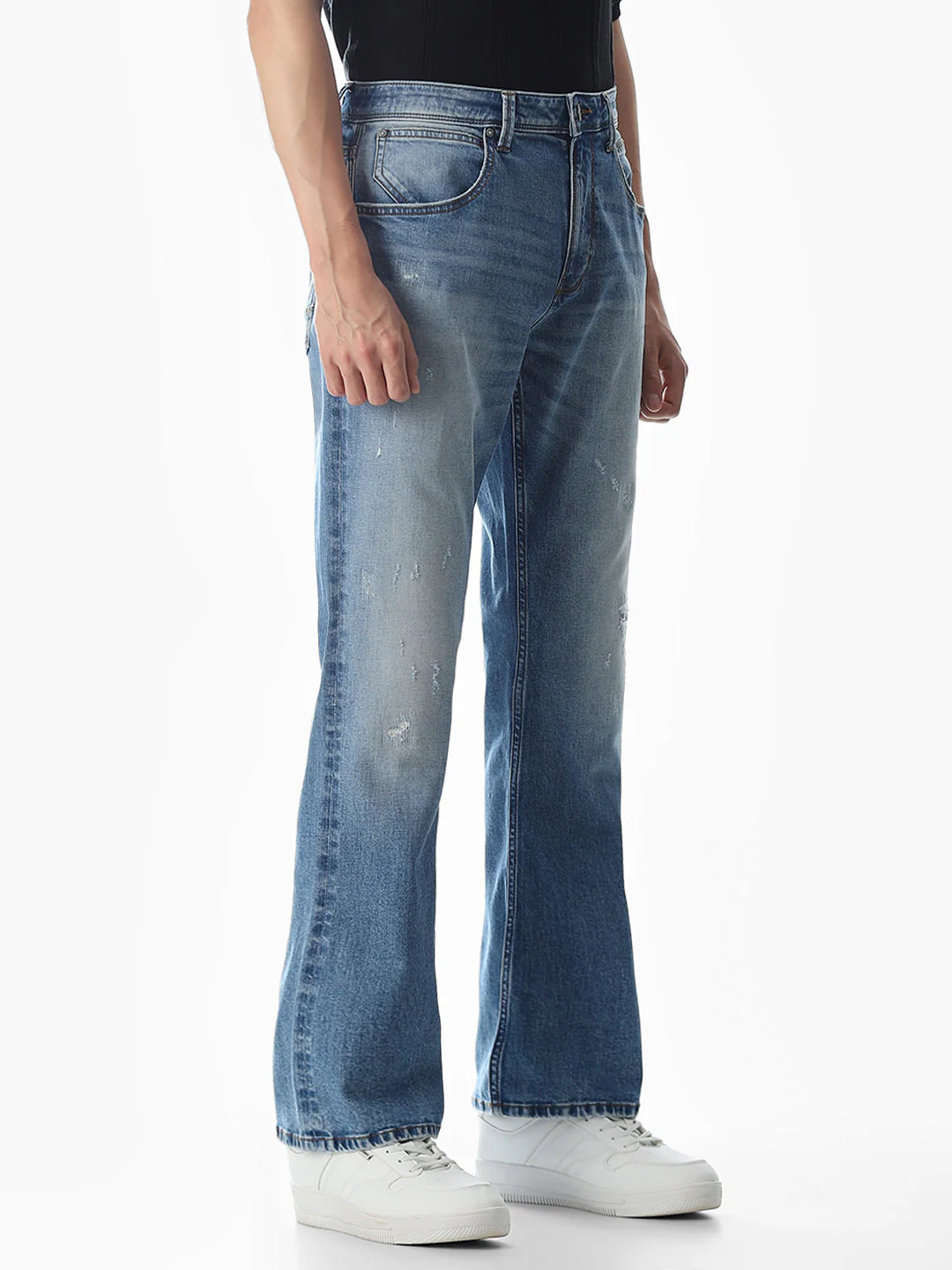 Mildly Distressed Cliff Bootcut Jeans - Image 2