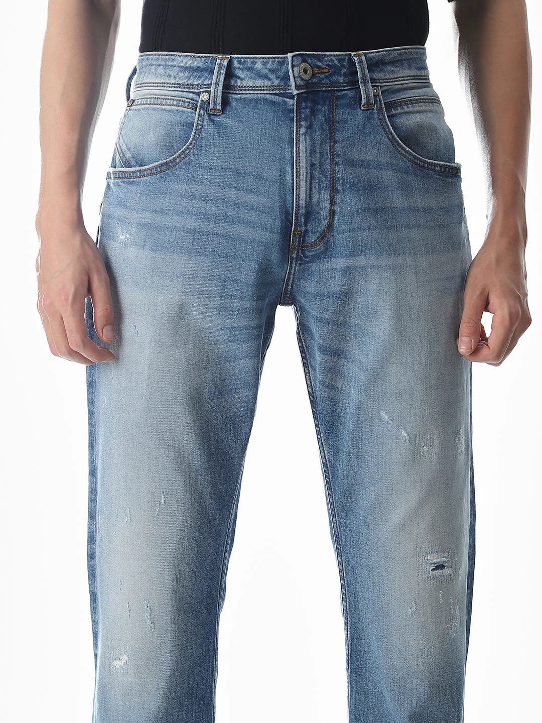 Mildly Distressed Cliff Bootcut Jeans - Image 4