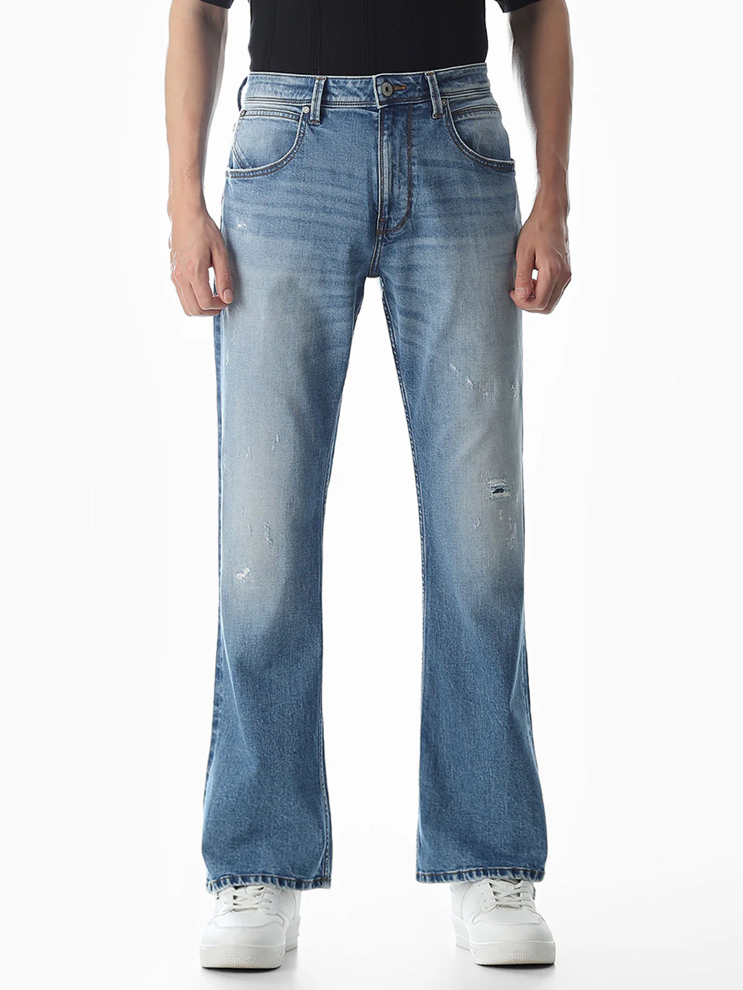 Mildly Distressed Cliff Bootcut Jeans - Image 8