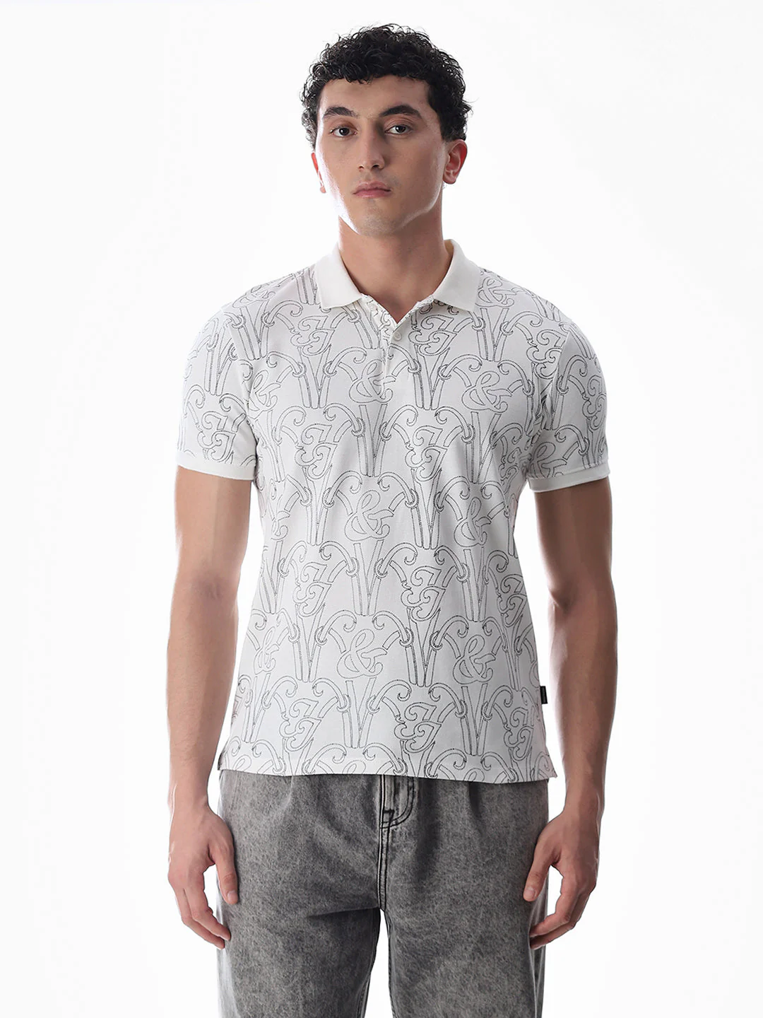 Printed Cotton Polo - White - Image 2