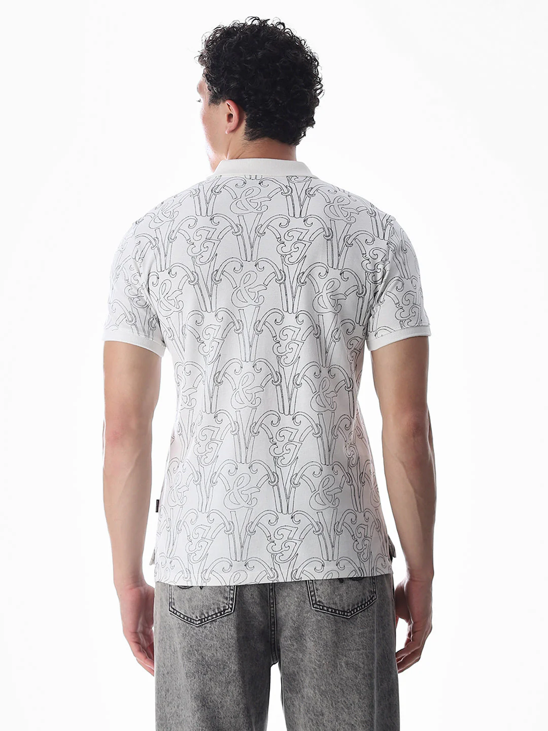 Printed Cotton Polo - White - Image 4