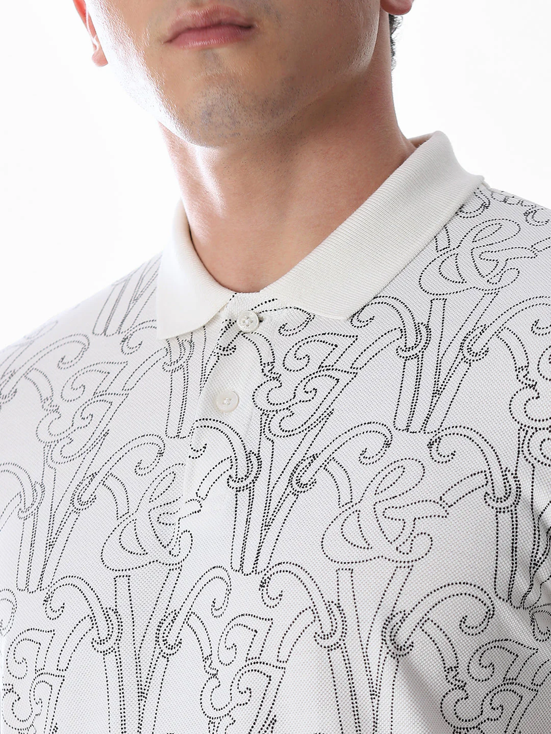 Printed Cotton Polo - White - Image 5