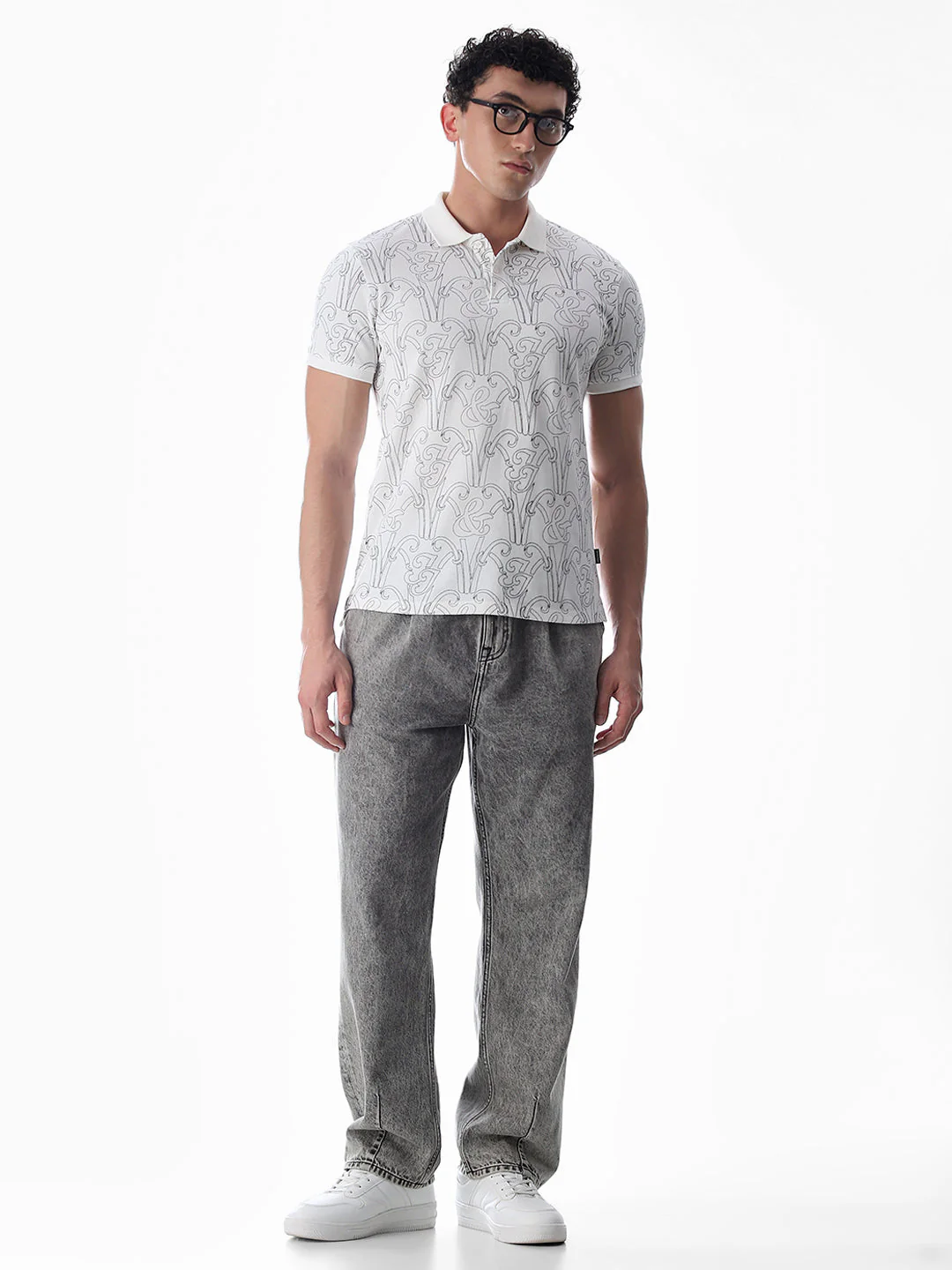 Printed Cotton Polo - White - Image 6