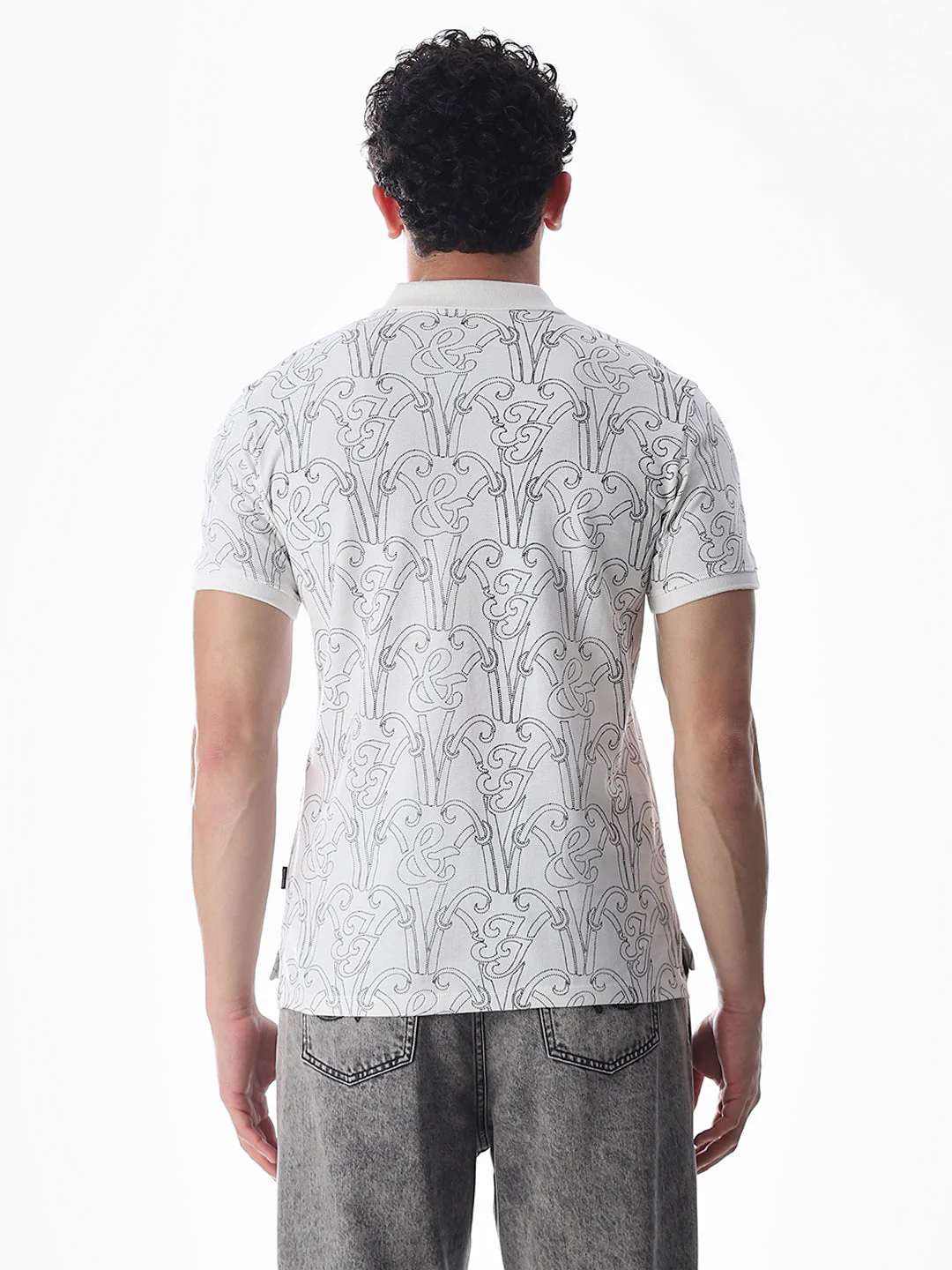 Printed Cotton Polo - White - Image 9