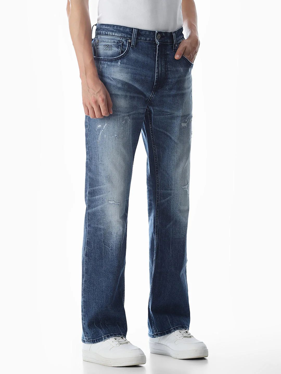Mildly Distressed Cliff Bootcut Jeans - Image 2