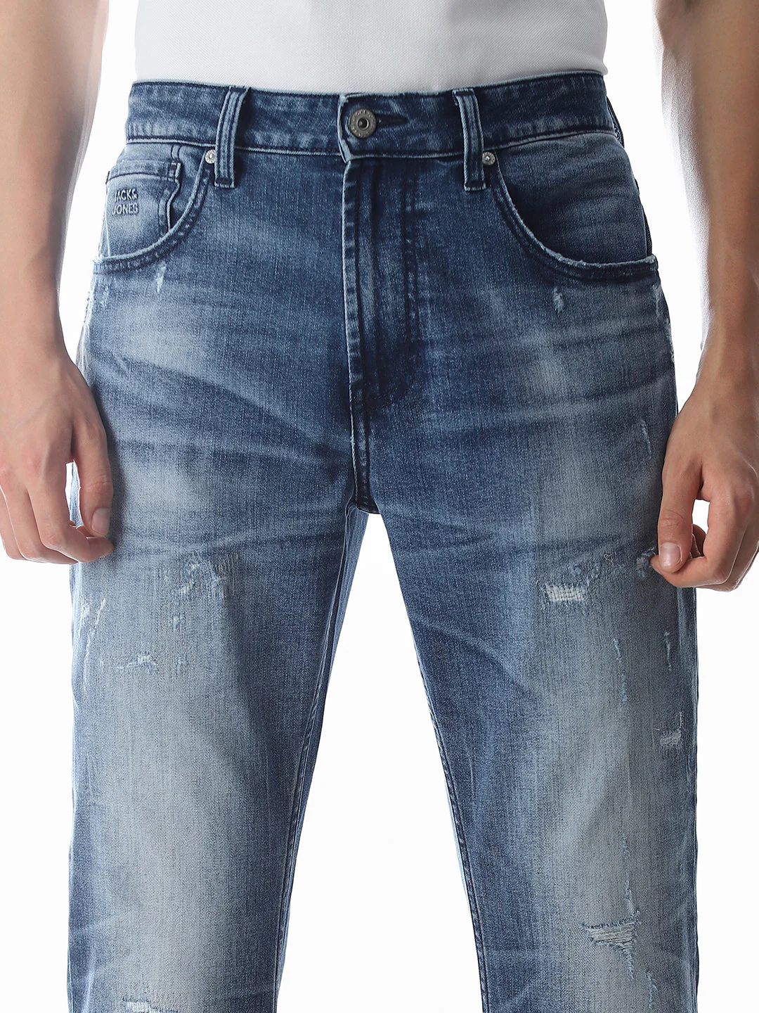 Mildly Distressed Cliff Bootcut Jeans - Image 4