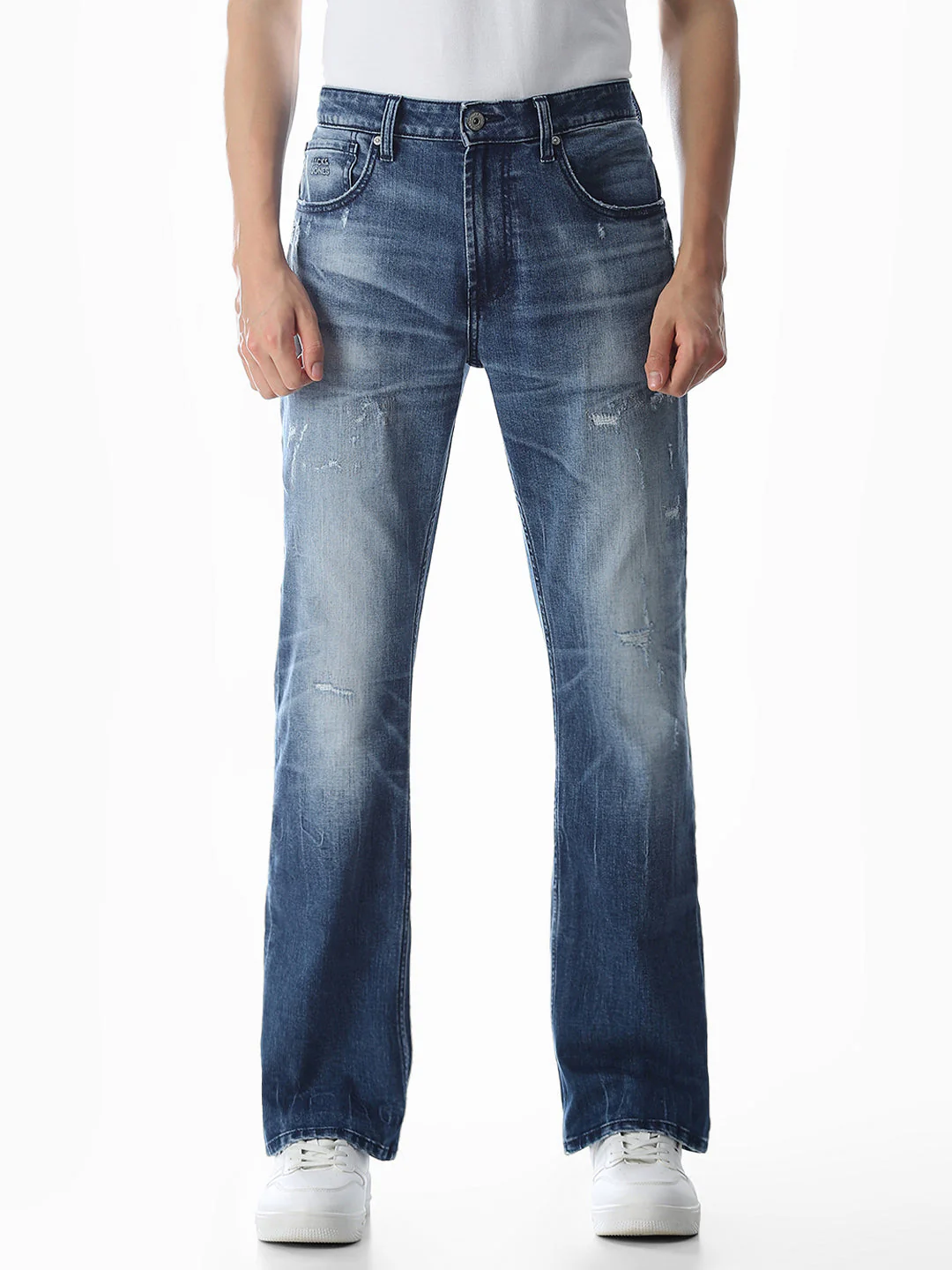 Mildly Distressed Cliff Bootcut Jeans - Image 8